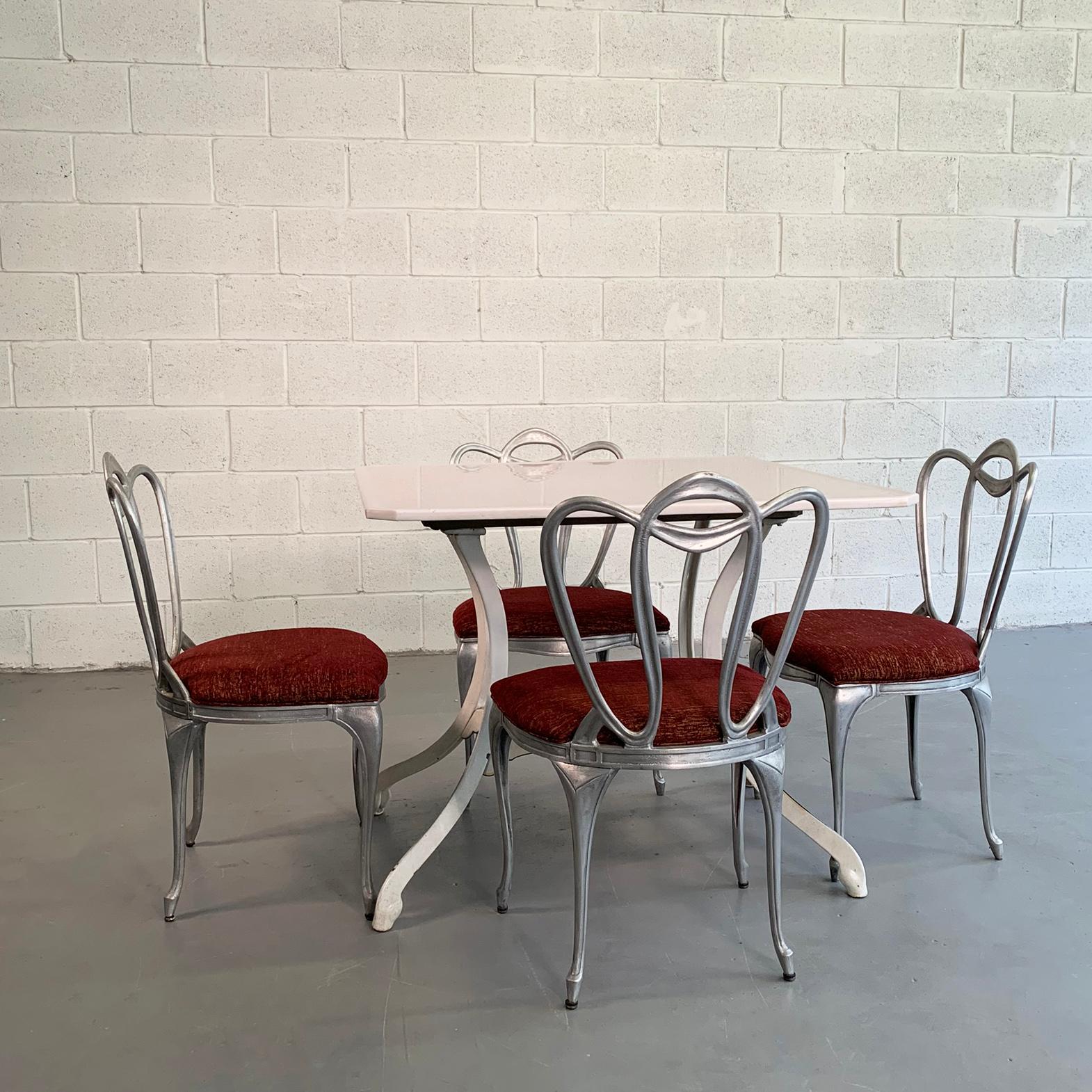 Metà XX secolo Set di sedie da pranzo in alluminio Hollywood Regency in vendita