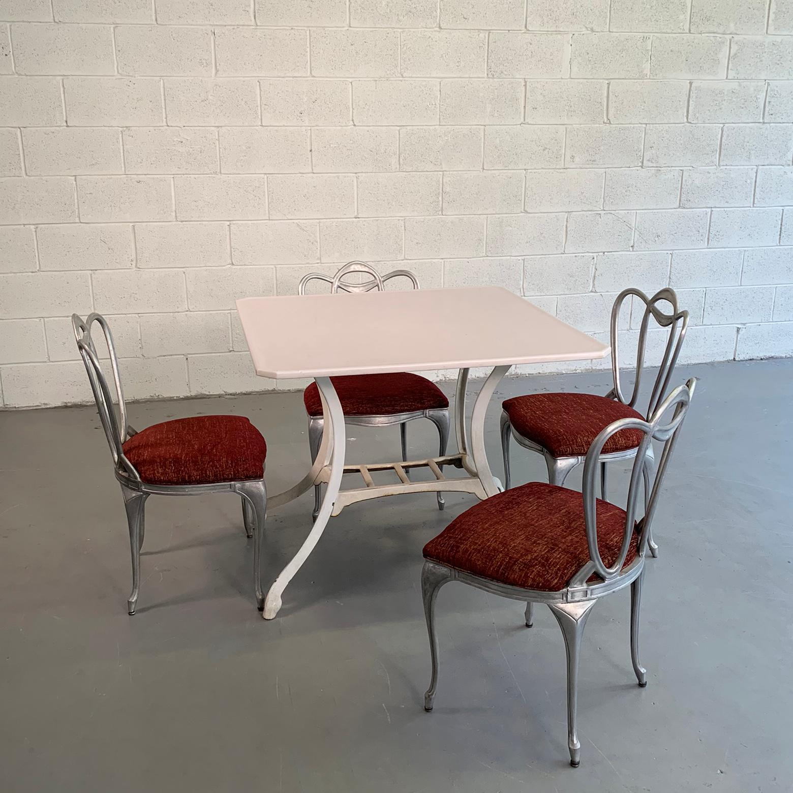 Velvet Hollywood Regency Aluminum Chair Set For Sale