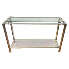 Mesa consola de aluminio estilo Hollywood Regency, Italia, década de los 80