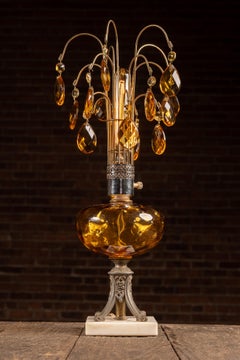 Hollywood Regency Amber Glass Waterfall Table Lamp