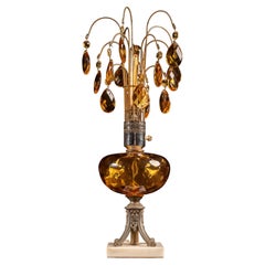 Hollywood Regency Amber Glass Waterfall Table Lamp