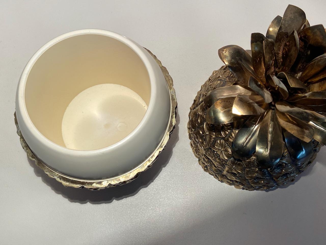 Hollywood Regency Ananas-Eiskübel in Form eines Ananas, Freddo Therm, Schweiz (Metall) im Angebot