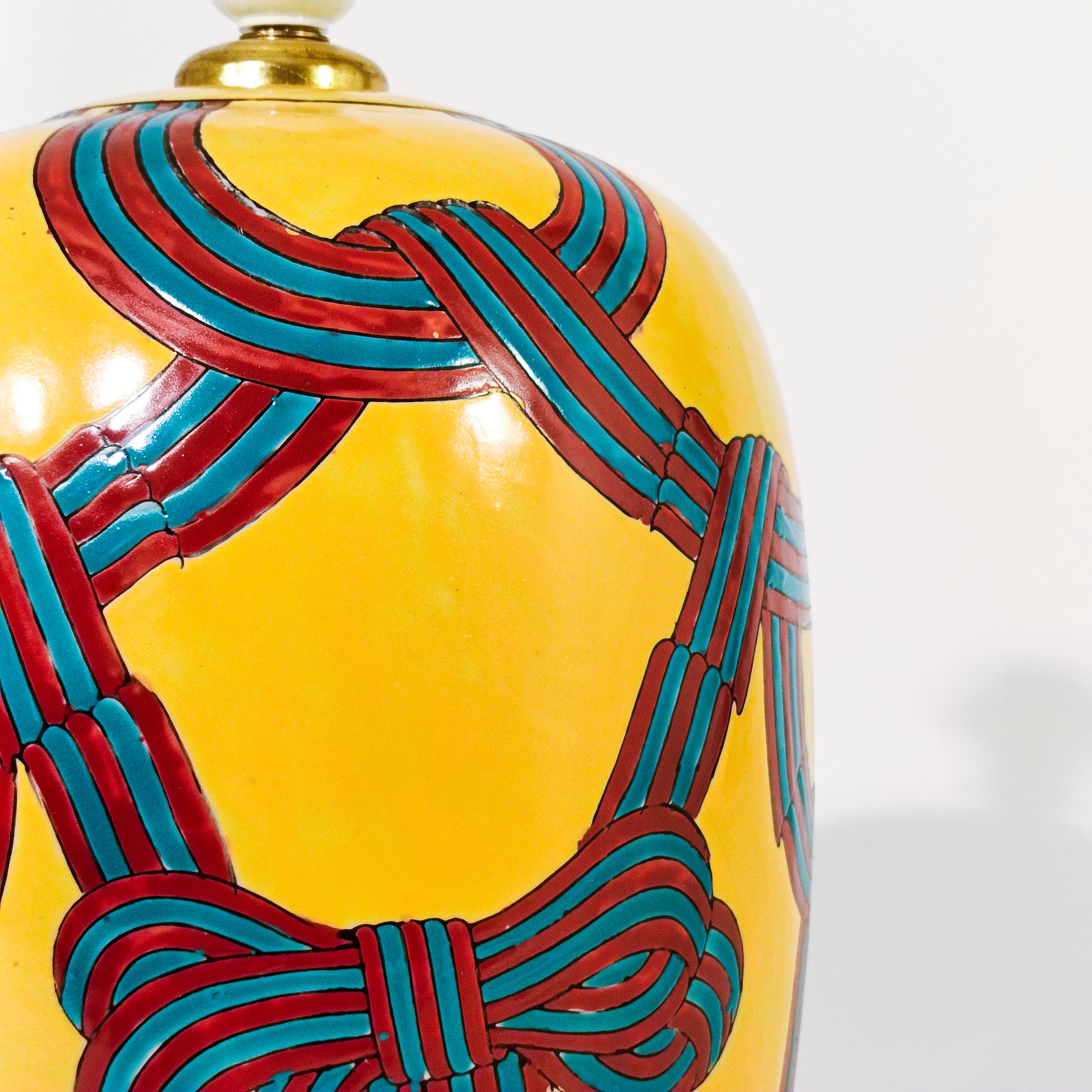 Hollywood Regency and Post-Modern style ceramic table lamp, Italy, 1980s Metal en venta