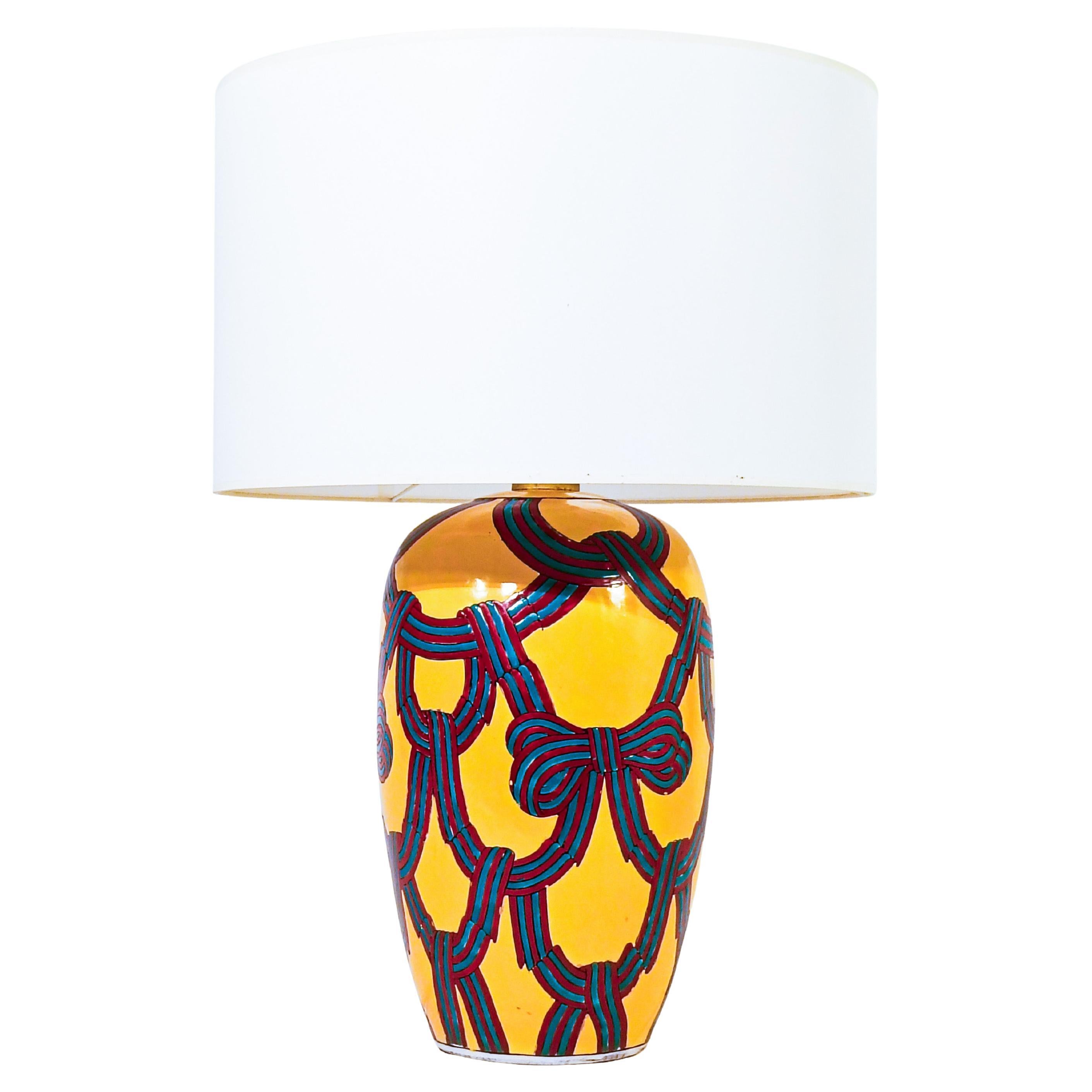 Hollywood Regency and Post-Modern style ceramic table lamp, Italy, 1980s im Angebot