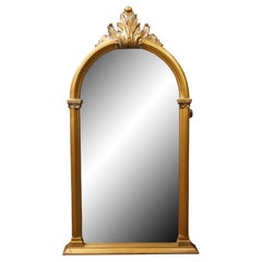 Vintage Hollywood Regency Arched Domed Acanthus Leaf Vanity Mantel Wall Mirror 45"