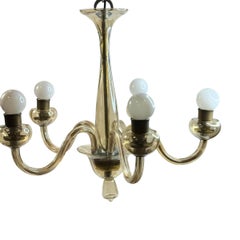 Hollywood Regency Art Deco Amber Murano Glass Chandelier, Italy, 1930s