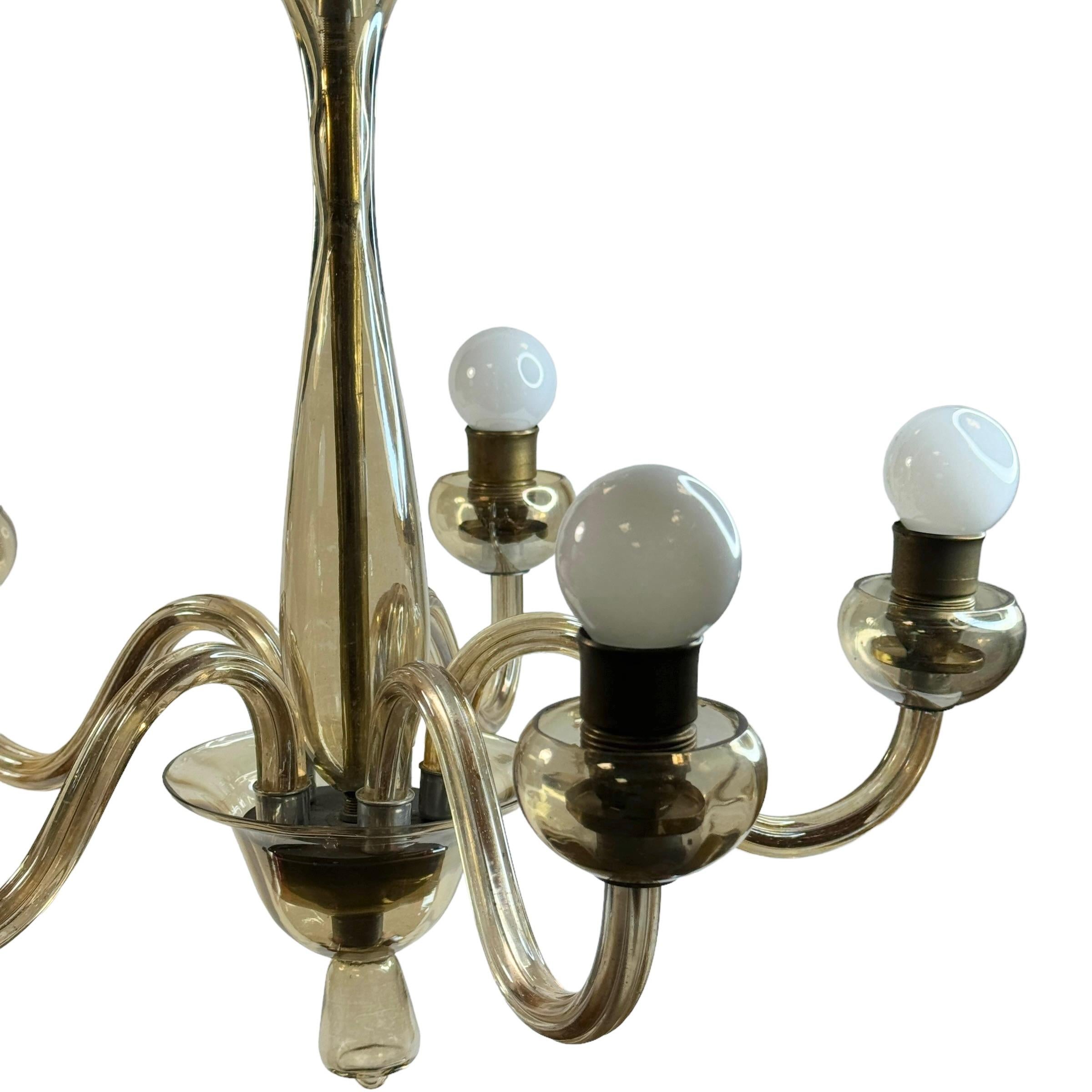 Lampadario Hollywood Regency Art Deco in vetro di Murano color ambra, Italia, anni '30 In condizioni buone in vendita a Nuernberg, DE