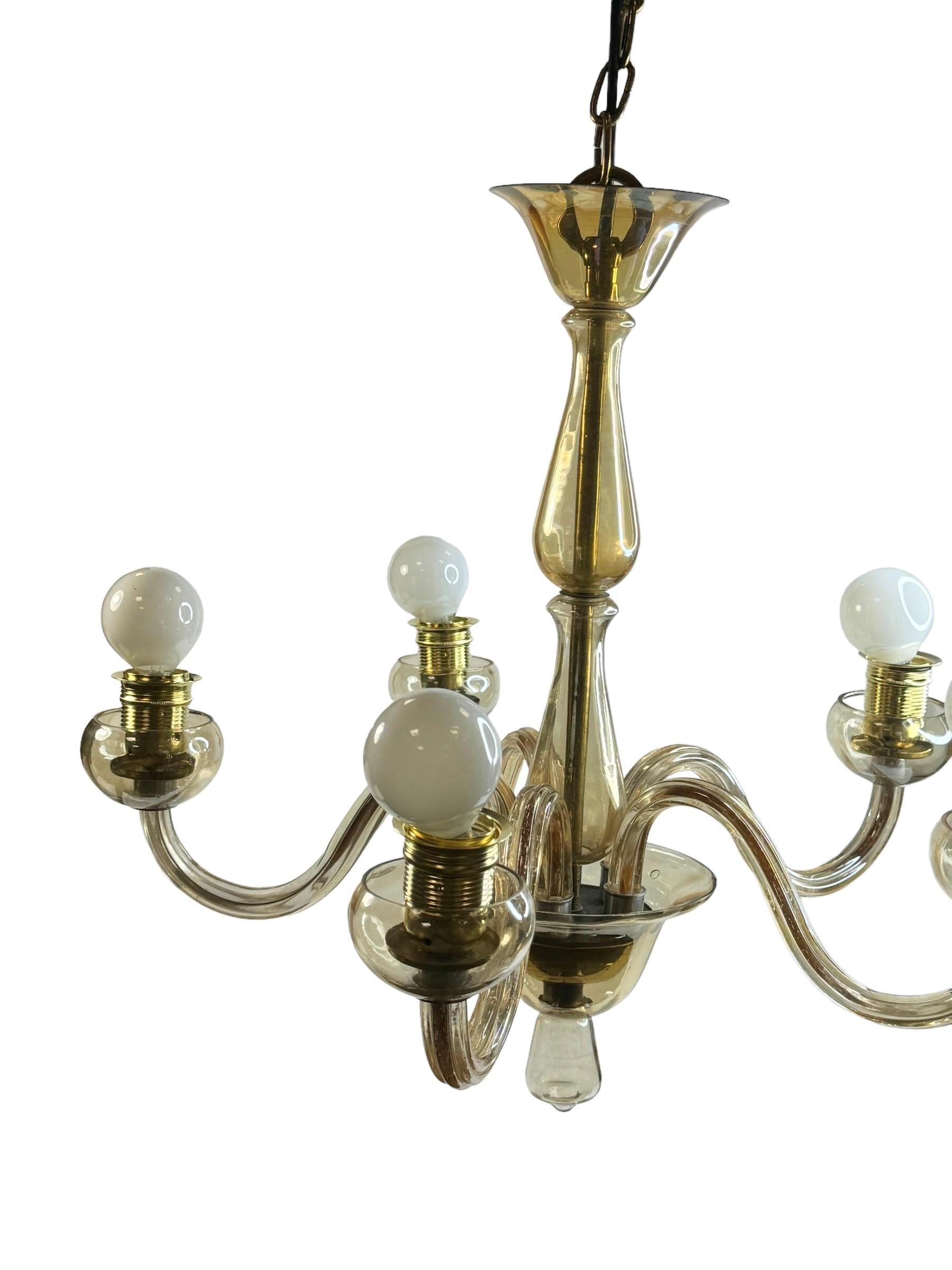 Hollywood Regency Art Deco Amber Murano Glass Chandelier, Italy, 1930s In Good Condition For Sale In Nuernberg, DE