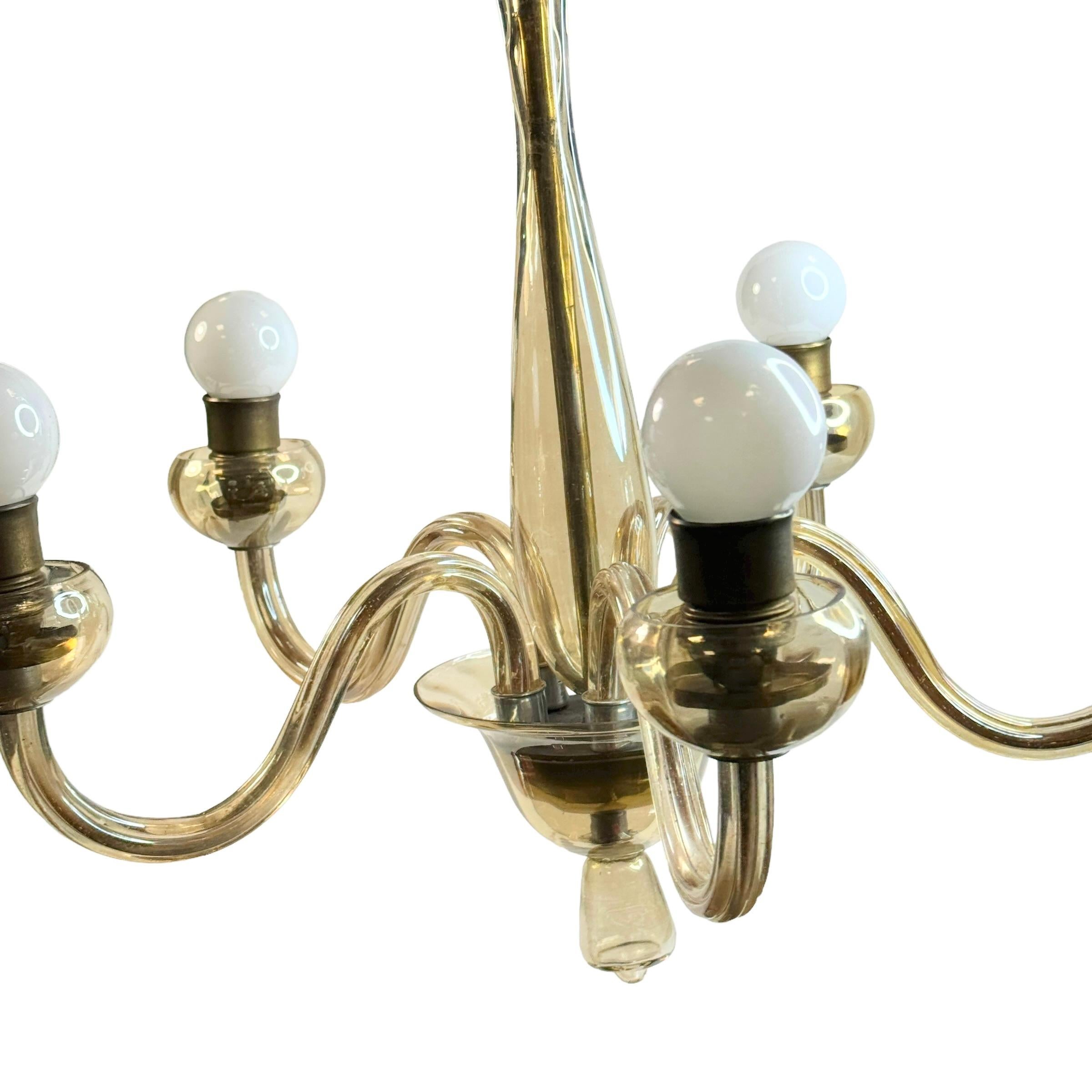 Lampadario Hollywood Regency Art Deco in vetro di Murano color ambra, Italia, anni '30 in vendita 2