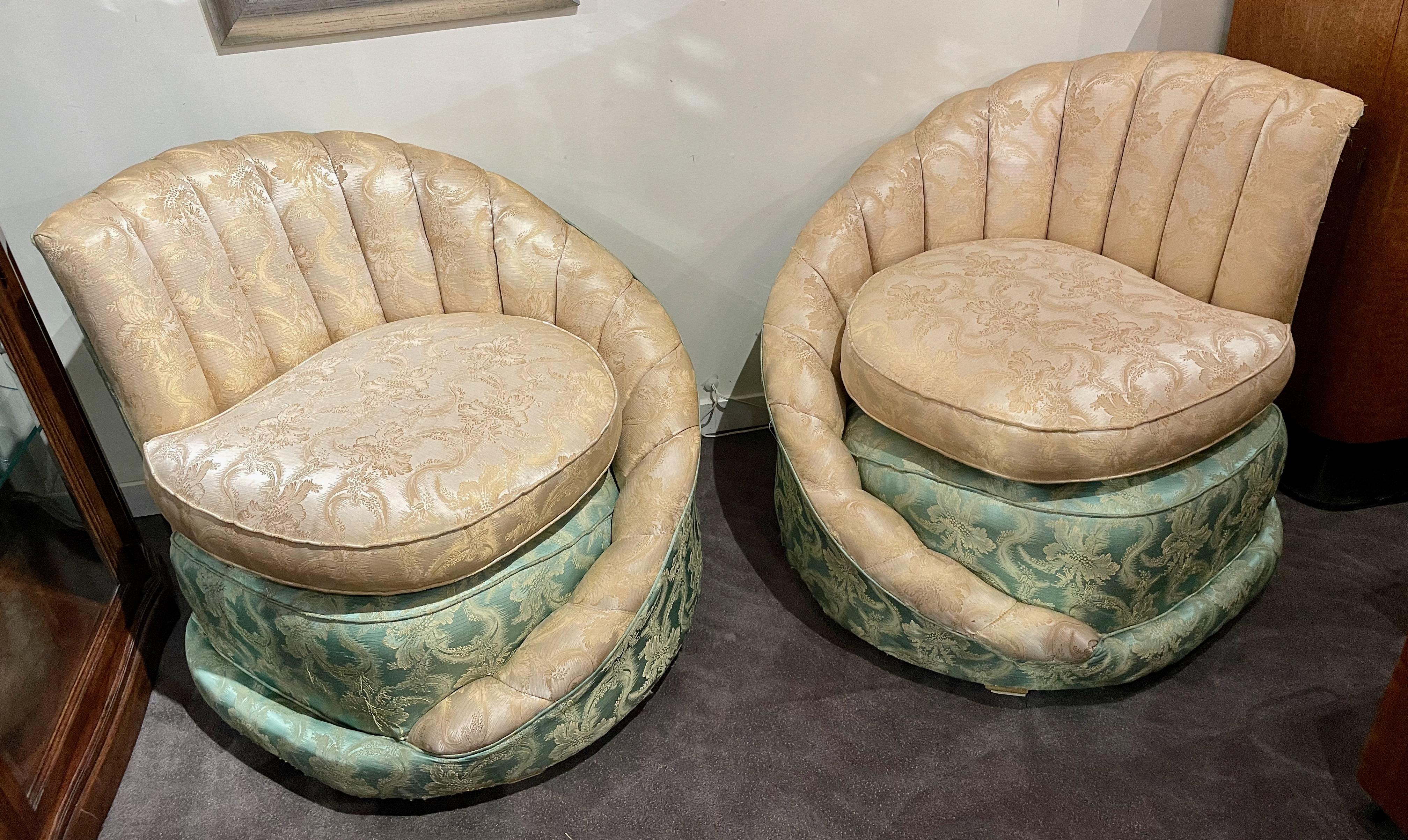 Hollywood Regency Art Deco Fan Backed Chairs For Sale 1