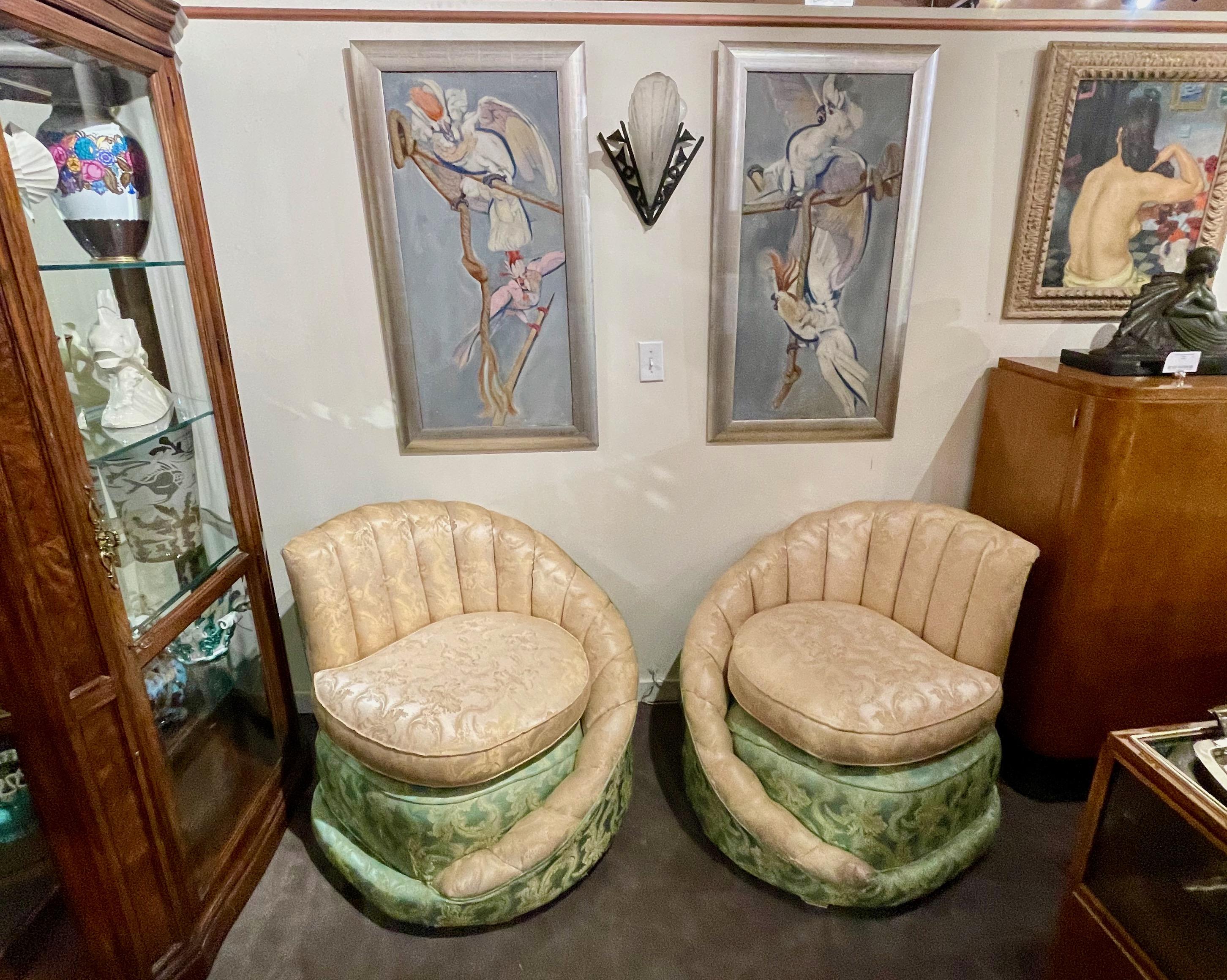 Hollywood Regency Art Deco Fan Backed Chairs For Sale 2