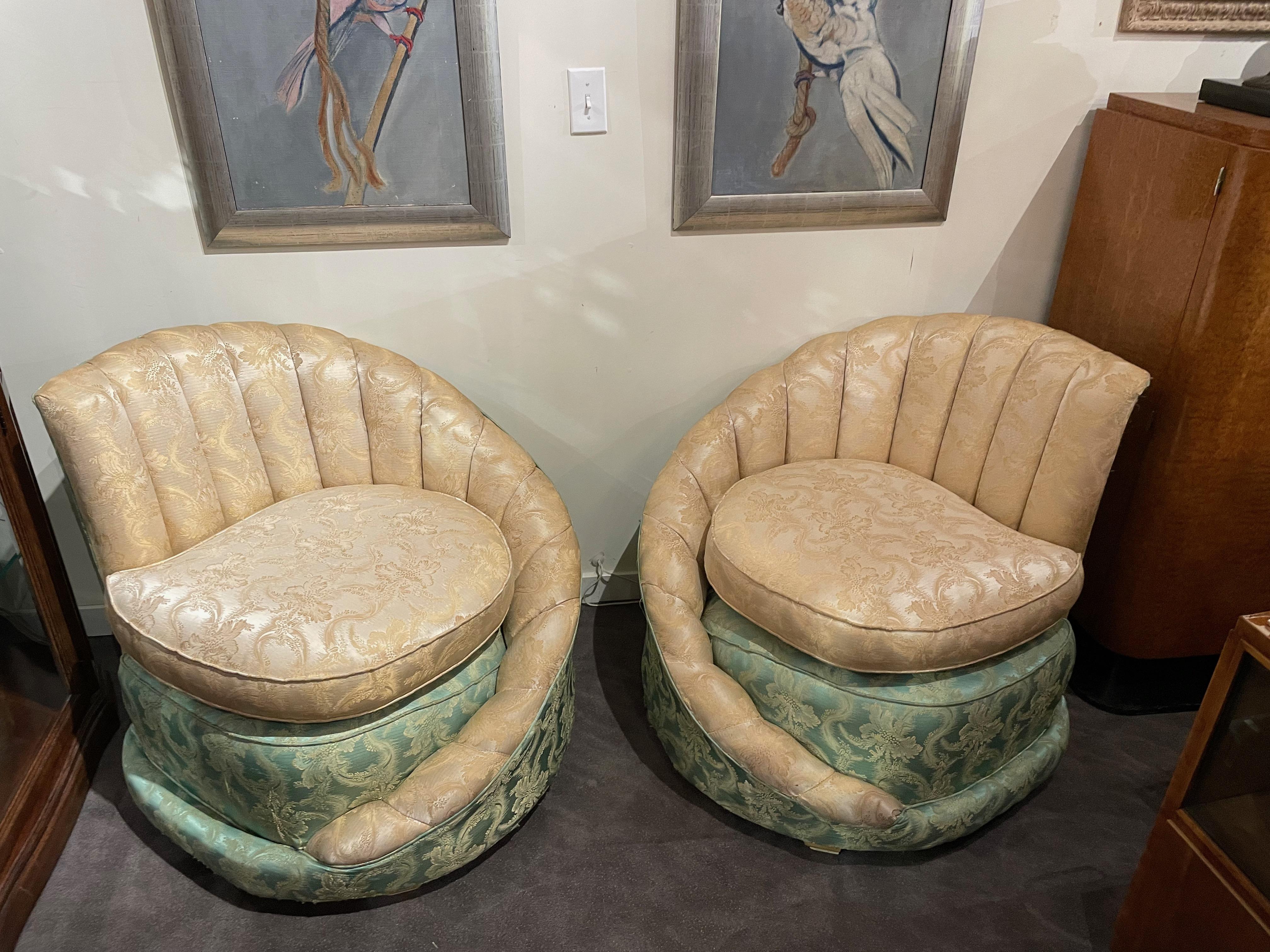 Hollywood Regency Art Deco Fan Backed Chairs For Sale 3