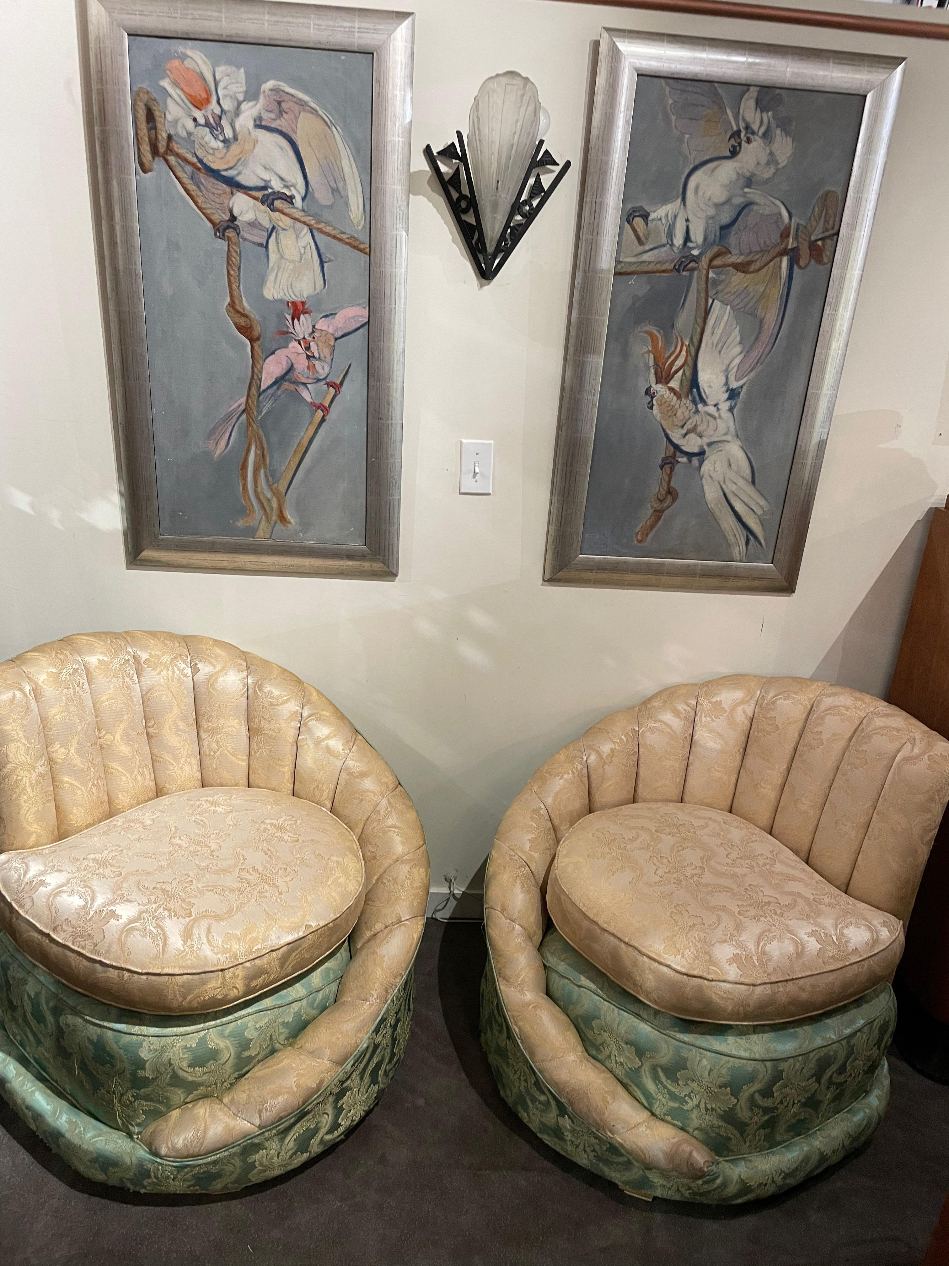 Hollywood Regency Art Deco Fan Backed Chairs For Sale 4