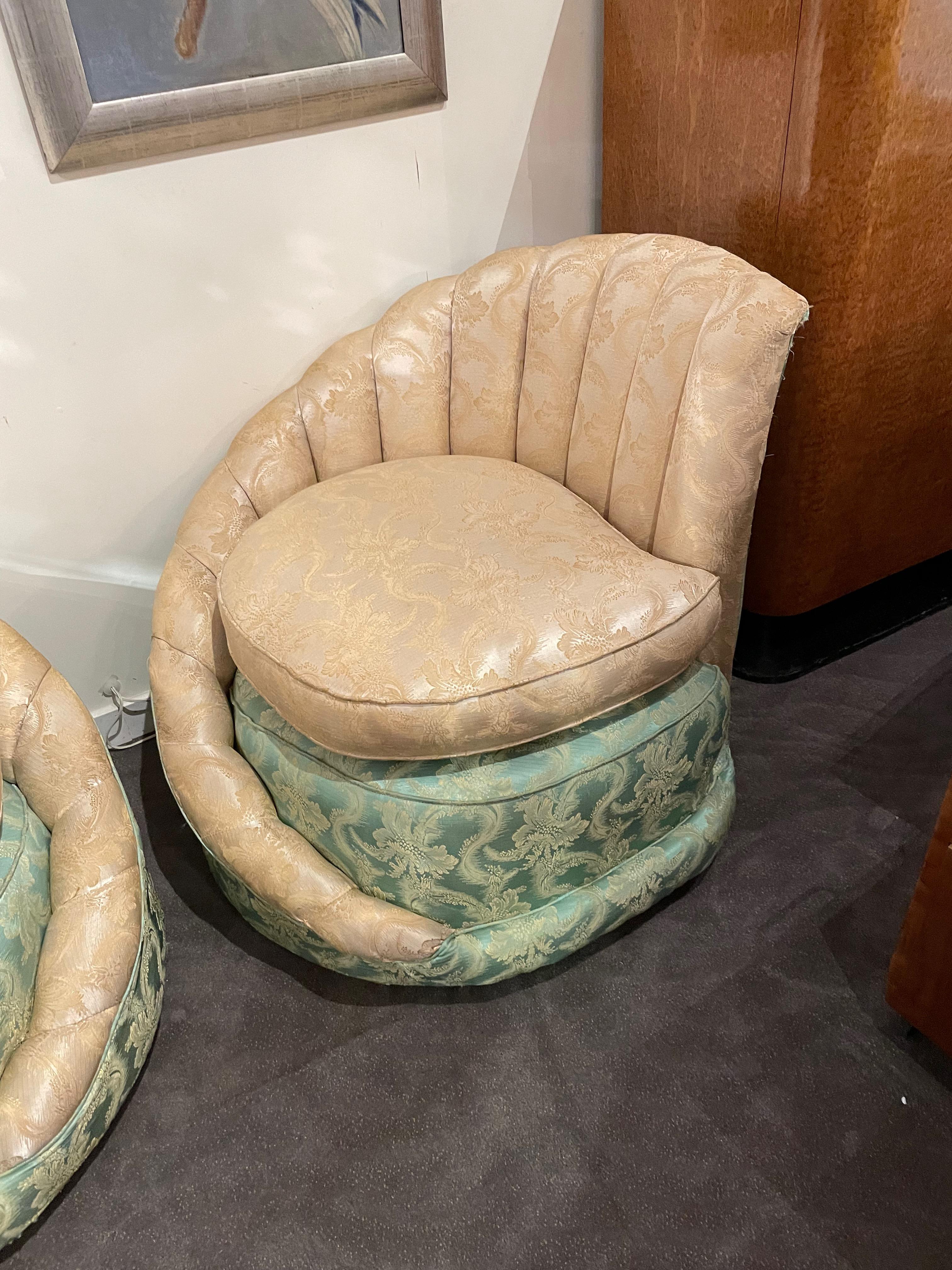 American Hollywood Regency Art Deco Fan Backed Chairs For Sale