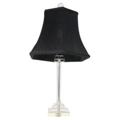 Vintage Hollywood Regency Art Deco Glass Column Boudoir  Lamp