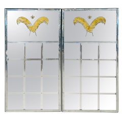 Hollywood Regency, Art Deco, Large Eglomise Wall or Floor Mirrors, Beveled Glass