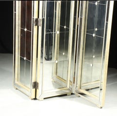 Hollywood Regency Art Deco Mirrored 3 Panel Folding Screen
