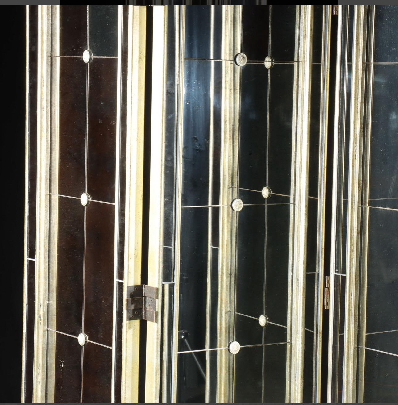 Fin du 20e siècle Paravent Art Déco Hollywood Regency à 3 panneaux miroir en vente