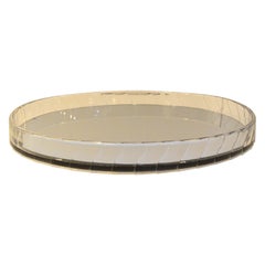 Vintage Hollywood Regency / Art Deco Oval Lucite Mirrored Decorative Vanity Tray