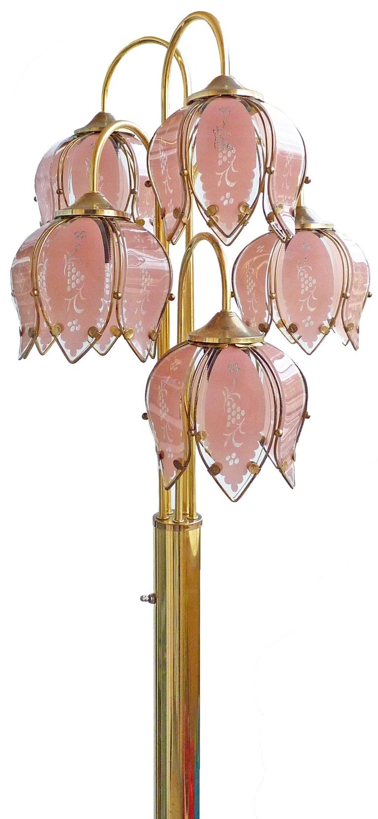 Hollywood Regency Art Deco Pink Glass Flower Bouquet Tree Modernist