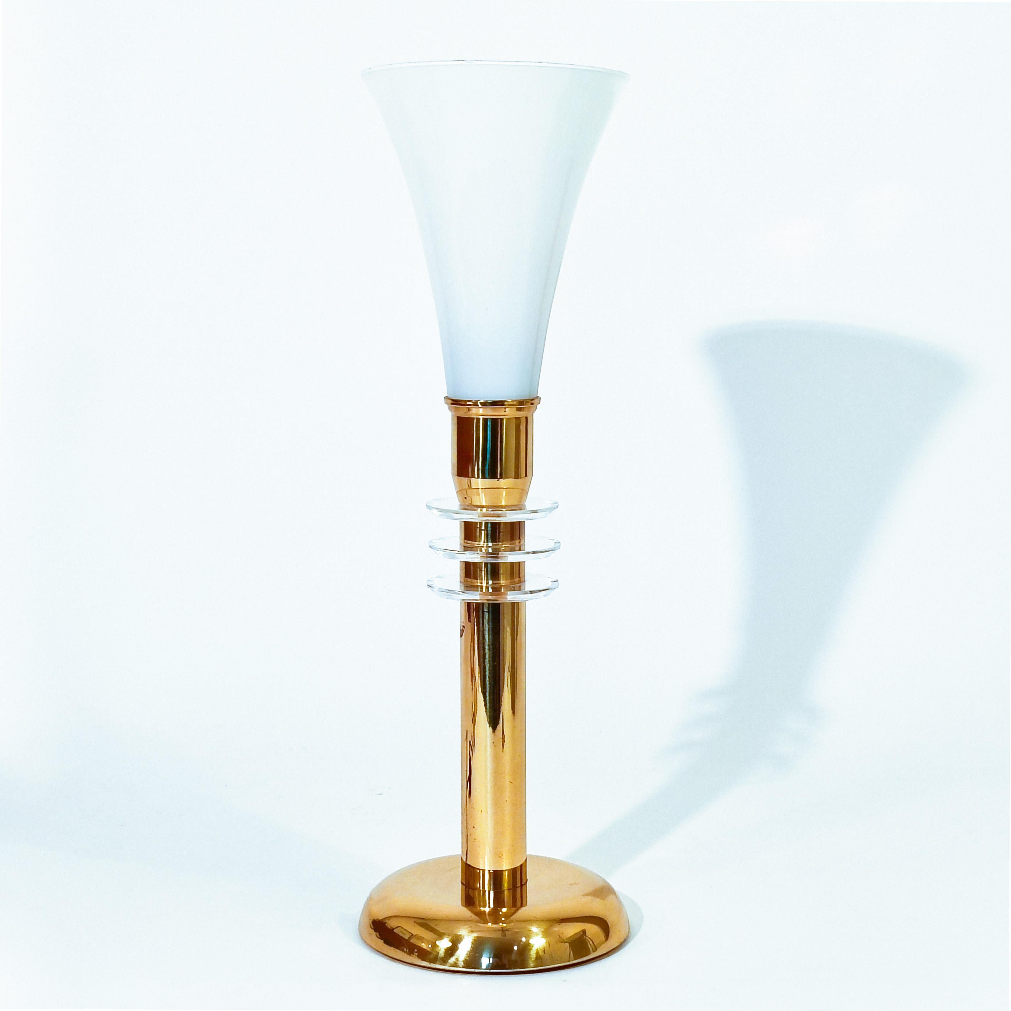 Hollywood Regency. Lámpara de sobremesa Art Decó Revival de Paul Hanson, EE.UU., 1970 Metal en venta