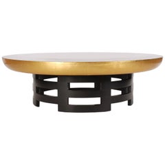 Hollywood Regency Asian Modern Lotus Cocktail Table by Kittinger in Black & Gold