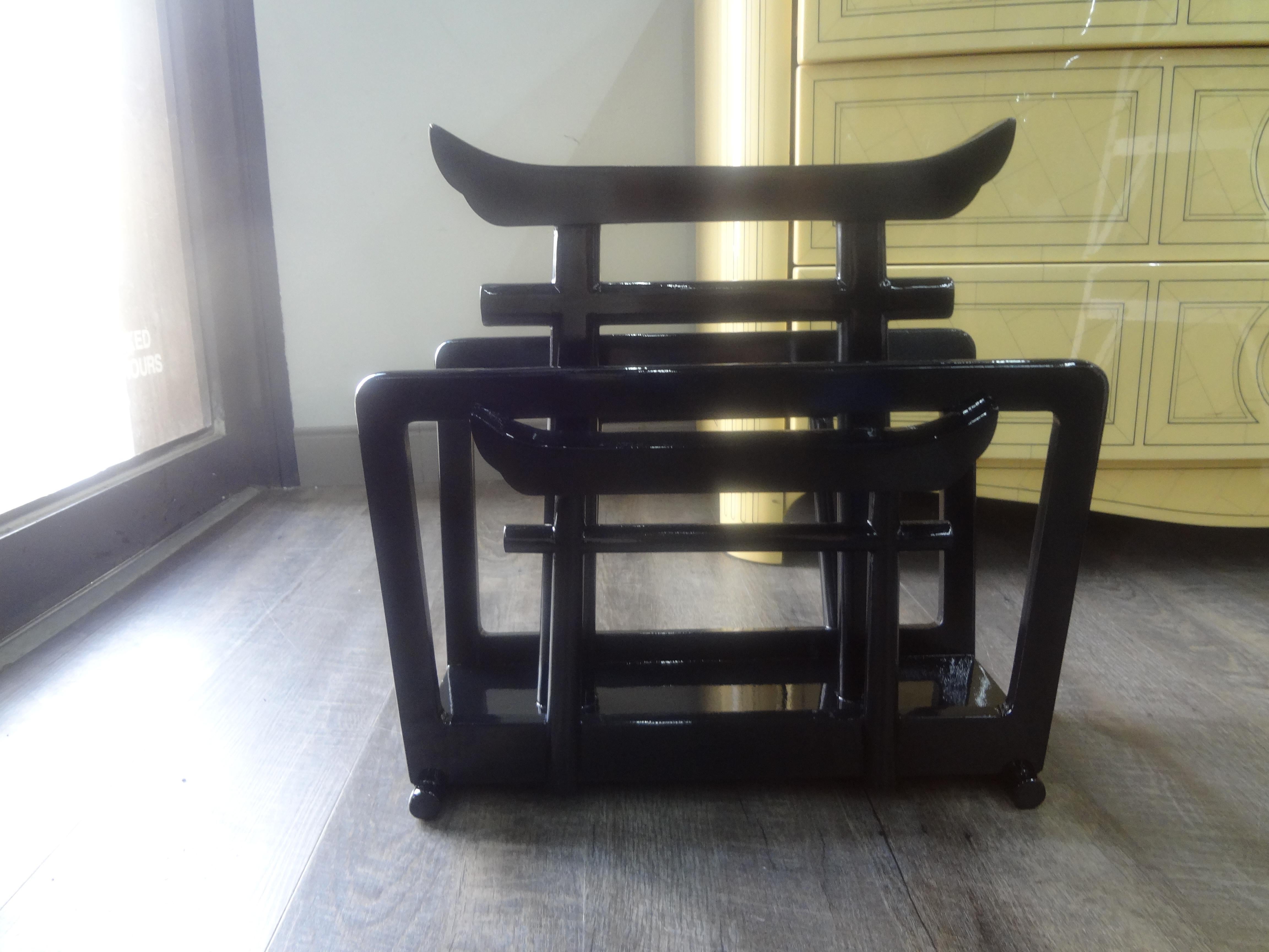 Hollywood Regency Asian Modern Magazine Rack For Sale at 1stDibs