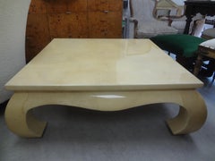 Hollywood Regency Ming Style Parchment Lacquer Coffee Table