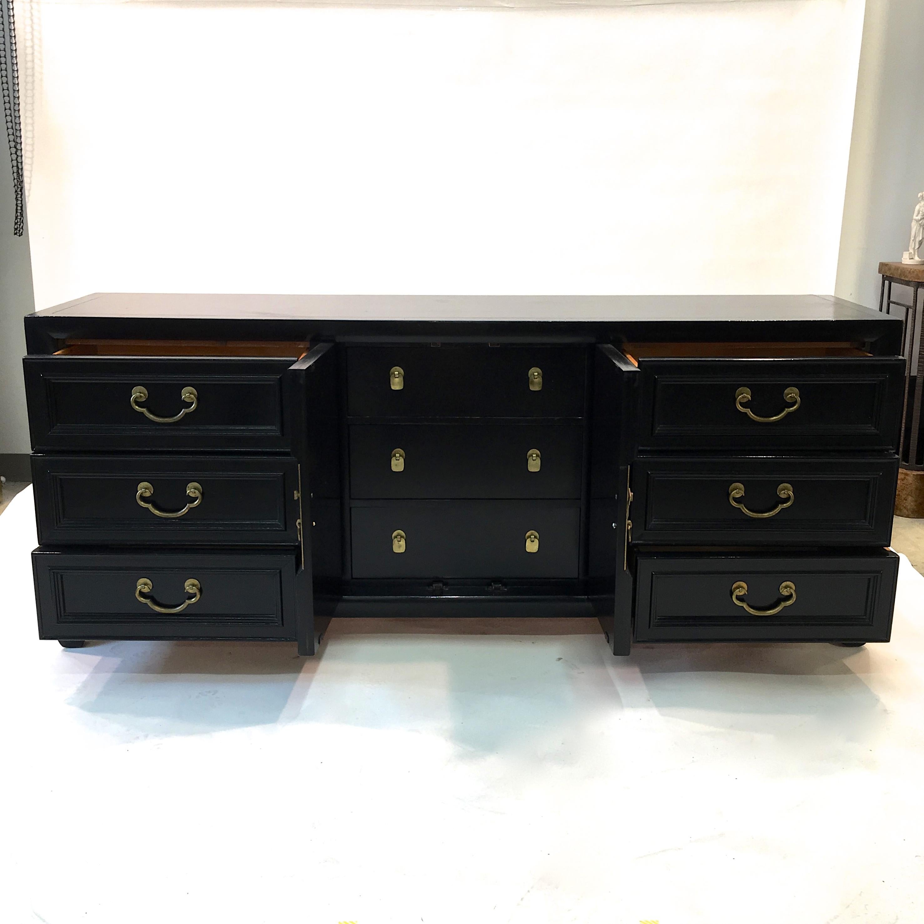 Hollywood Regency Asian Modern Motif Long Low Chest by Century Furniture 3