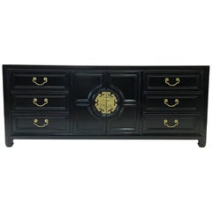 Hollywood Regency Asian Modern Motif Long Low Chest by Century Furniture