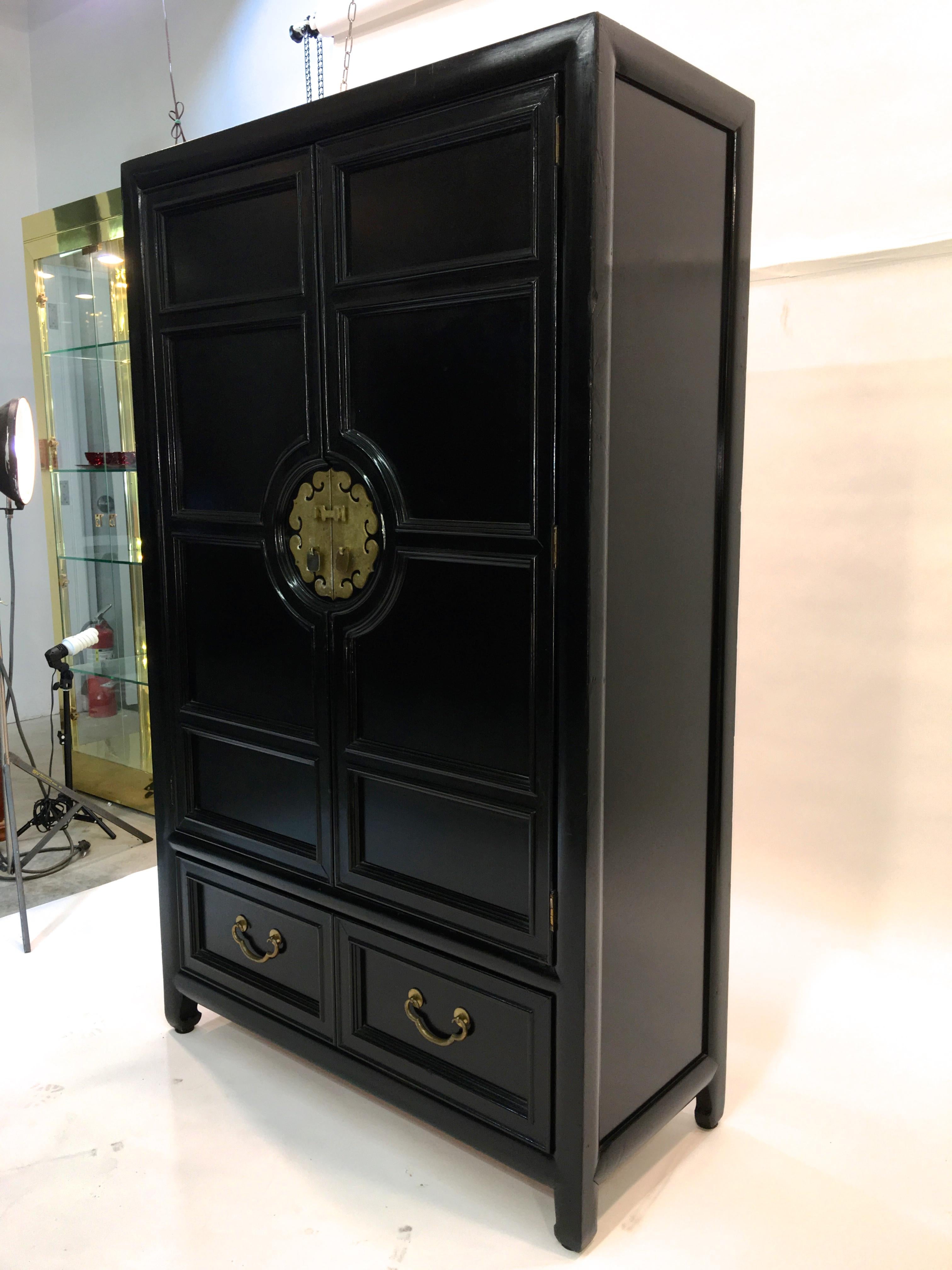 Hollywood Regency Asian Modern Motif Tallboy Chest by Century Furniture 4