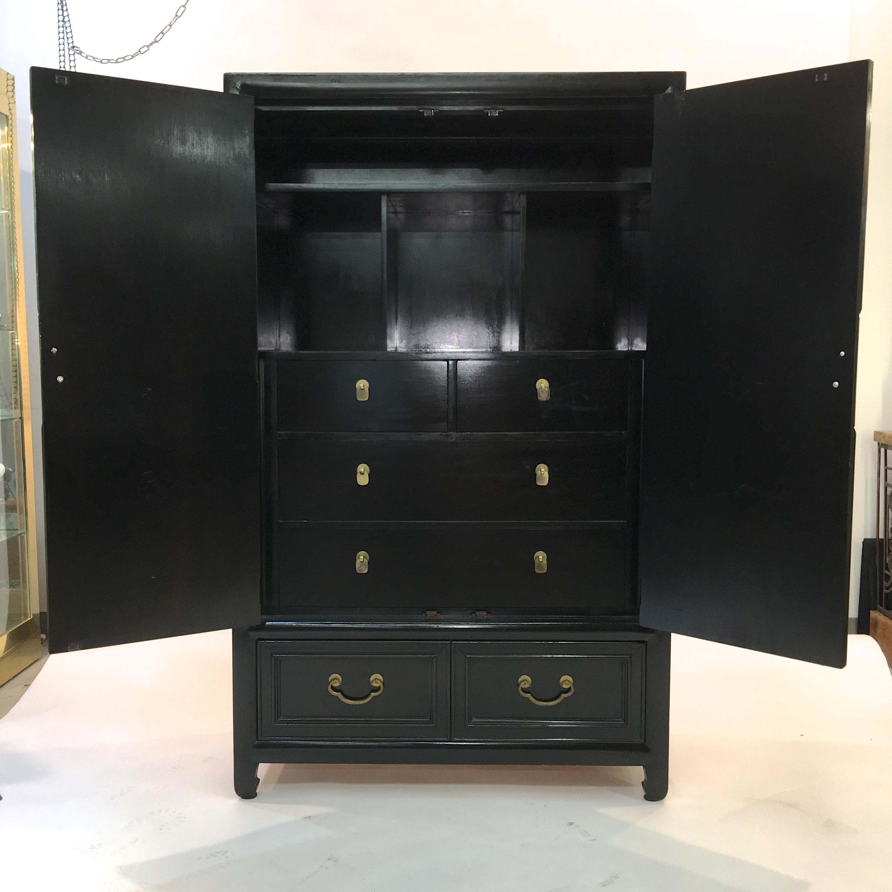 American Hollywood Regency Asian Modern Motif Tallboy Chest by Century Furniture