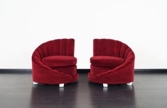 Hollywood Regency "Asymmetrical" Velvet Chairs