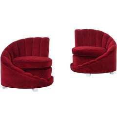 Hollywood Regency "Asymmetrical" Velvet Chairs