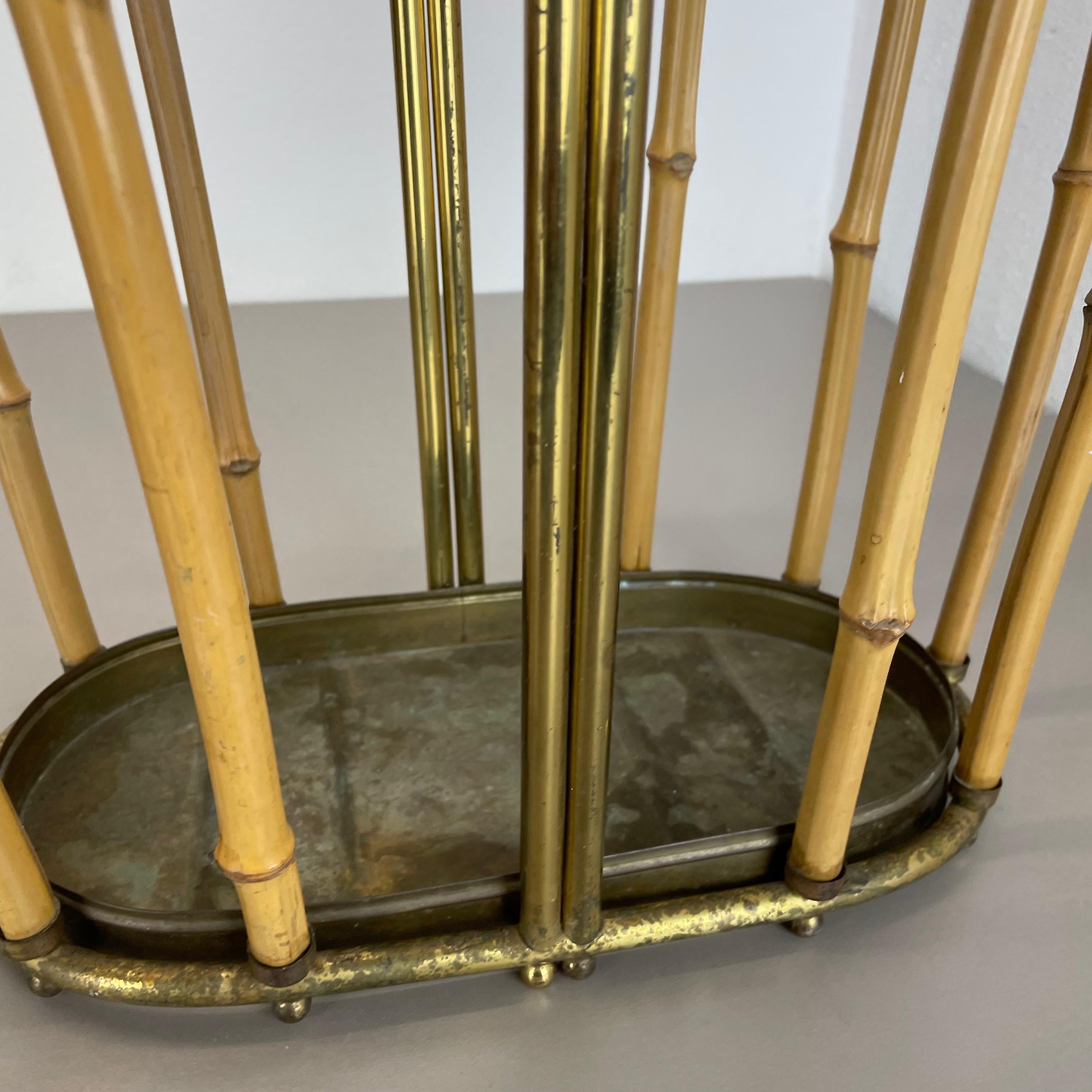 Hollywood Regency Auböck Style Brass Bamboo Umbrella Stand, Austria, 1950s For Sale 3