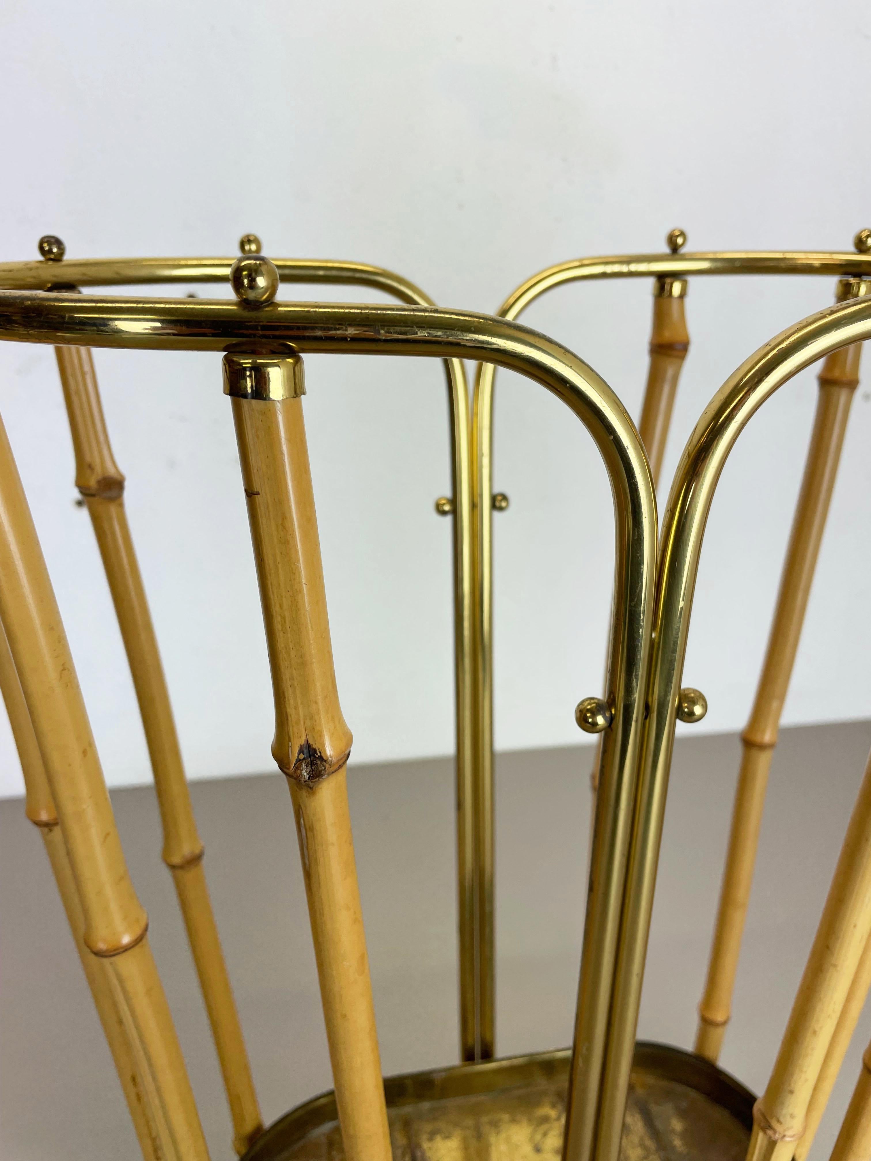 Hollywood Regency Auböck Style Brass Bamboo Umbrella Stand, Austria, 1950s For Sale 5