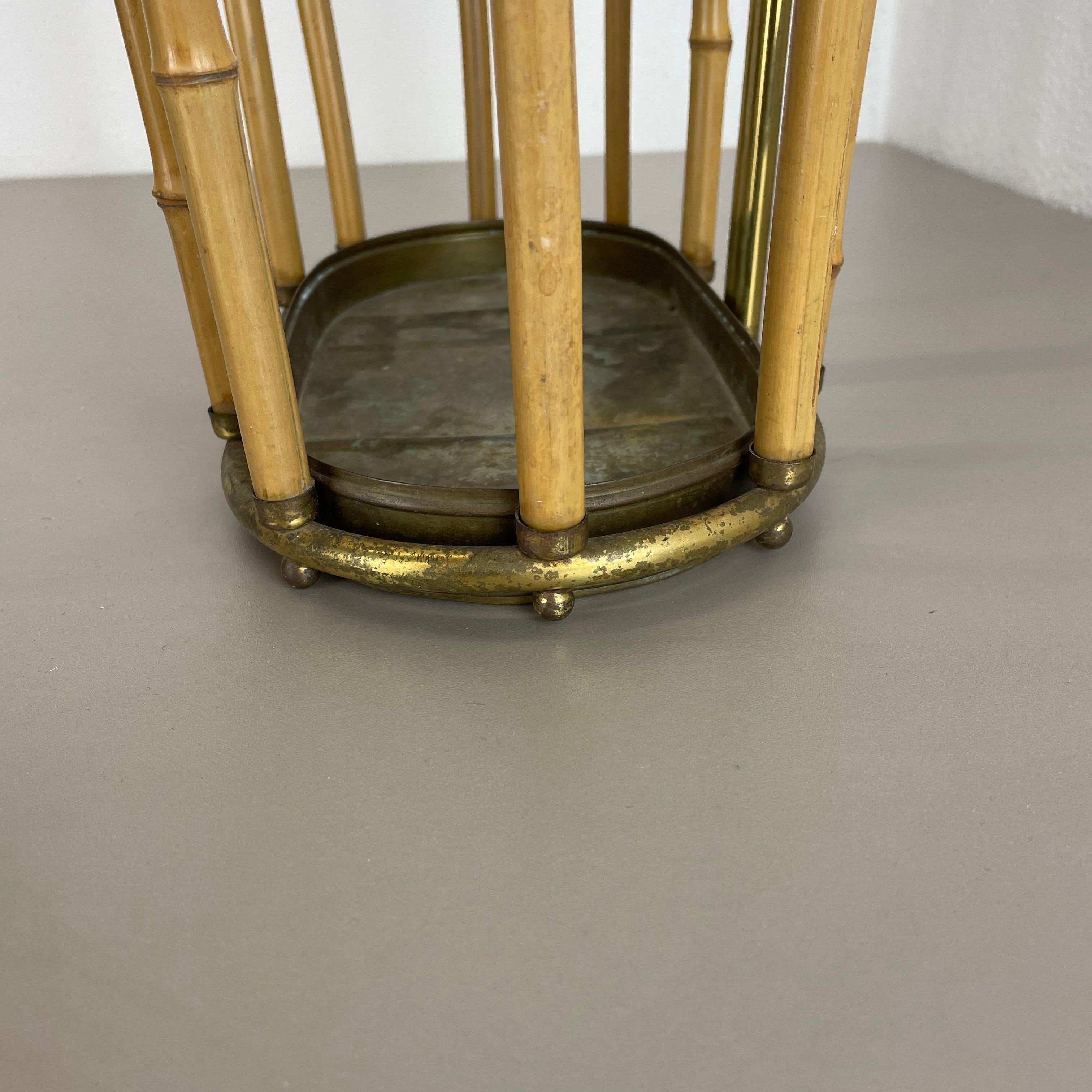 Hollywood Regency Auböck Style Brass Bamboo Umbrella Stand, Austria, 1950s For Sale 6