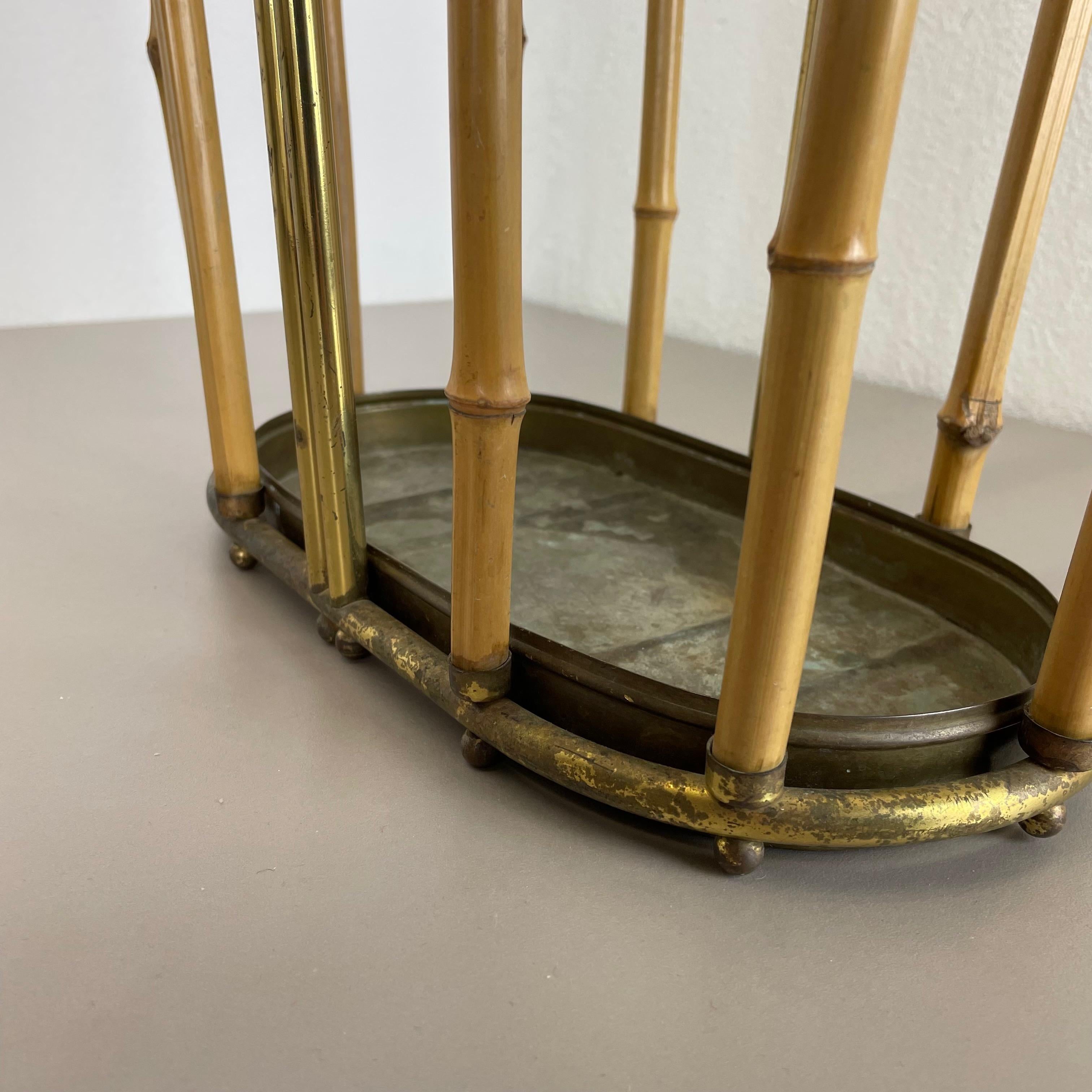 Hollywood Regency Auböck Style Brass Bamboo Umbrella Stand, Austria, 1950s For Sale 7