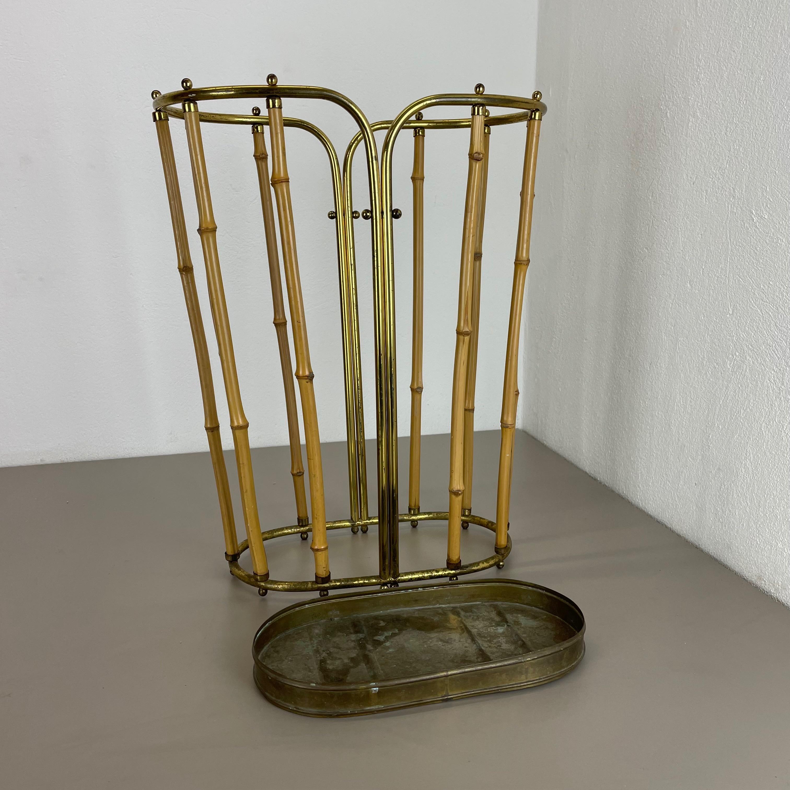 Hollywood Regency Auböck Style Brass Bamboo Umbrella Stand, Austria, 1950s For Sale 8