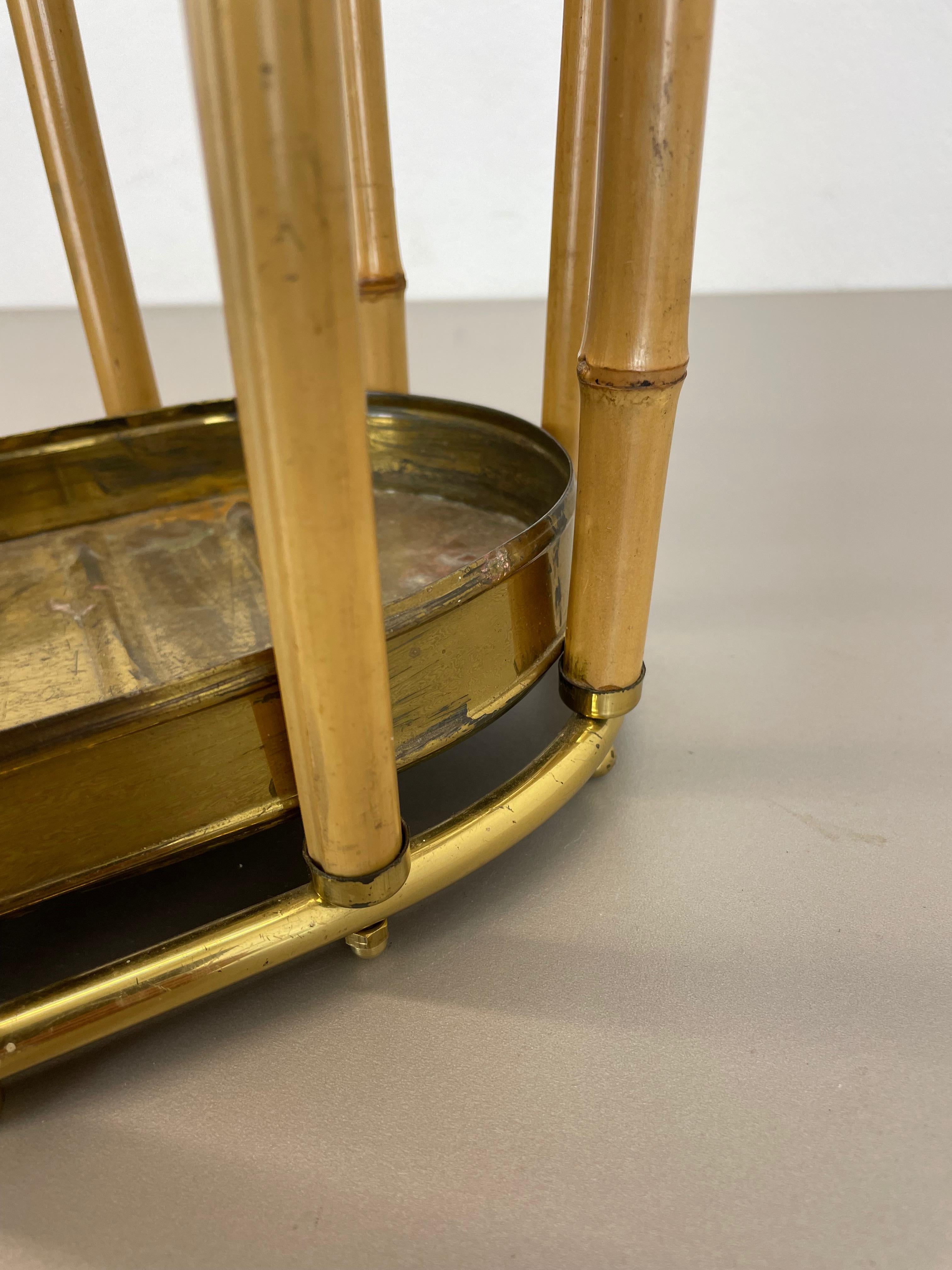 Hollywood Regency Auböck Style Brass Bamboo Umbrella Stand, Austria, 1950s For Sale 1