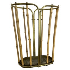 Used Hollywood Regency Auböck Style Brass Bamboo Umbrella Stand, Austria, 1950s