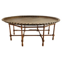 Vintage Hollywood Regency Baker Furniture Style Brass and Faux Bamboo Coffee Table 