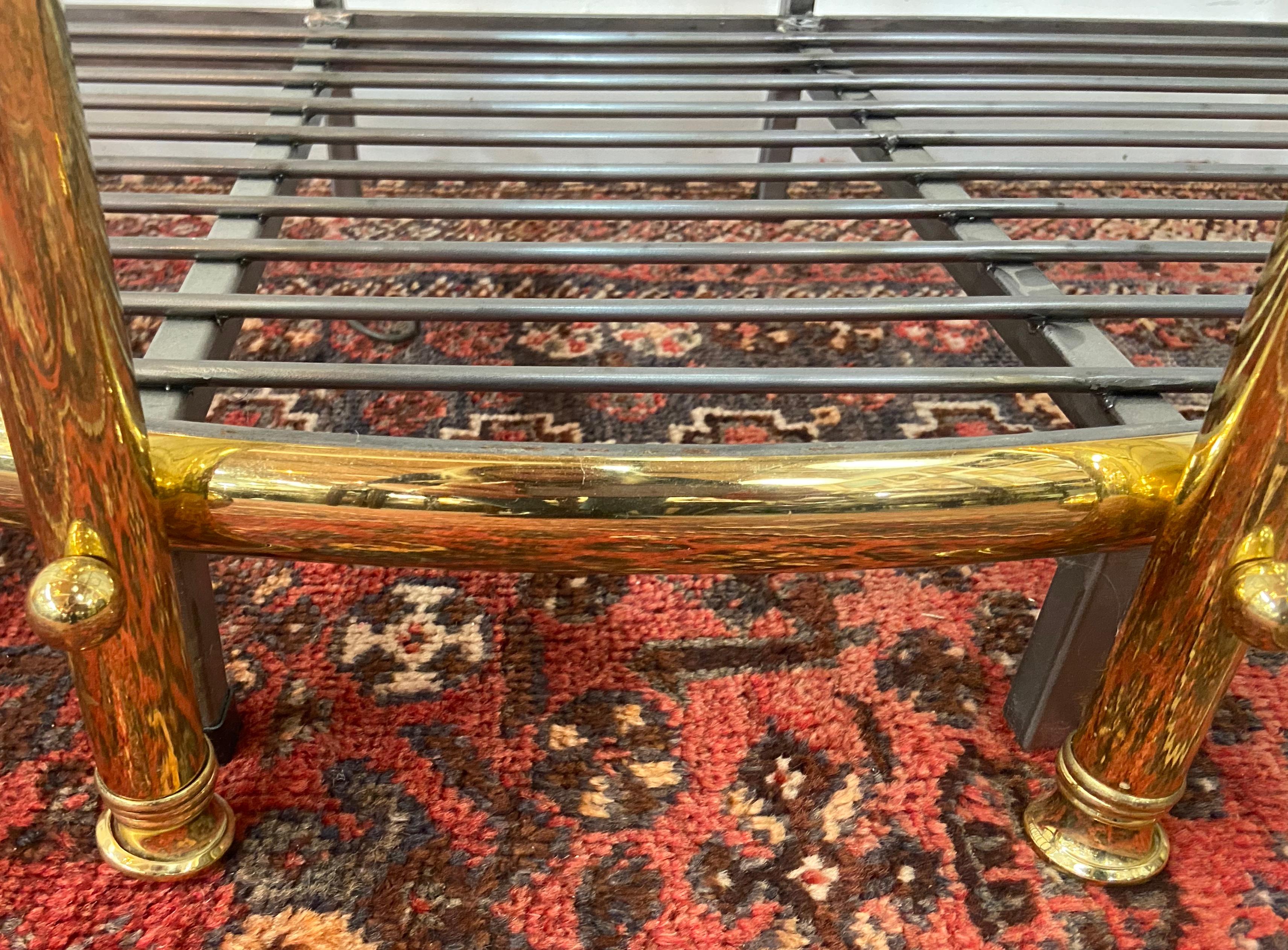 Hollywood Regency Bakers Rack or Shelf, Four-Tier Wrought Iron and Brass 8