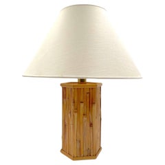 Lampe de table en bambou et laiton de style régence hollywoodienne, Vivai del Sud, Italie, années 1970