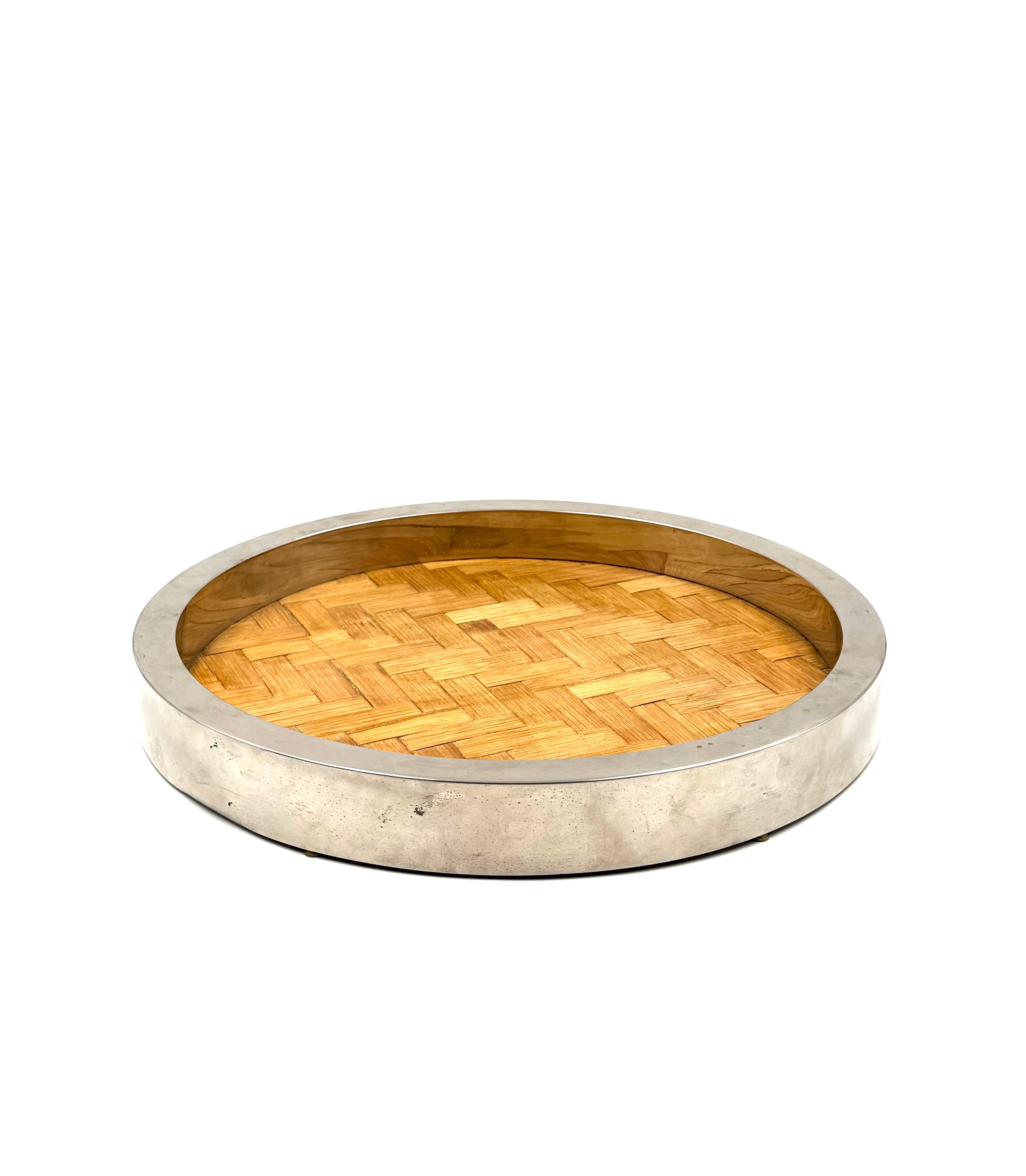 Hollywood regency bamboo and brass tray, Italy 1970s en vente 3