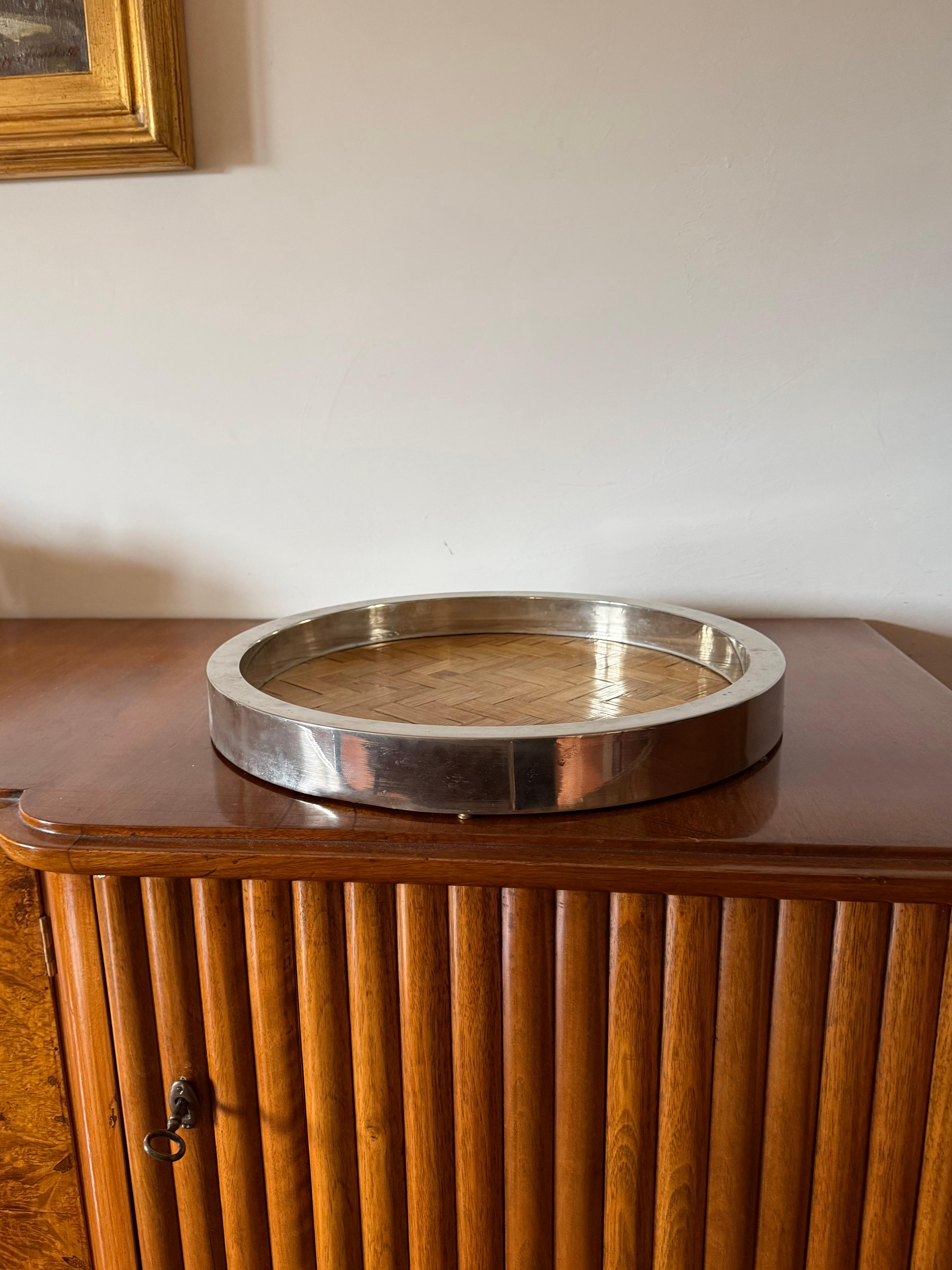 Hollywood Regency Hollywood regency bamboo and brass tray, Italy 1970s en vente