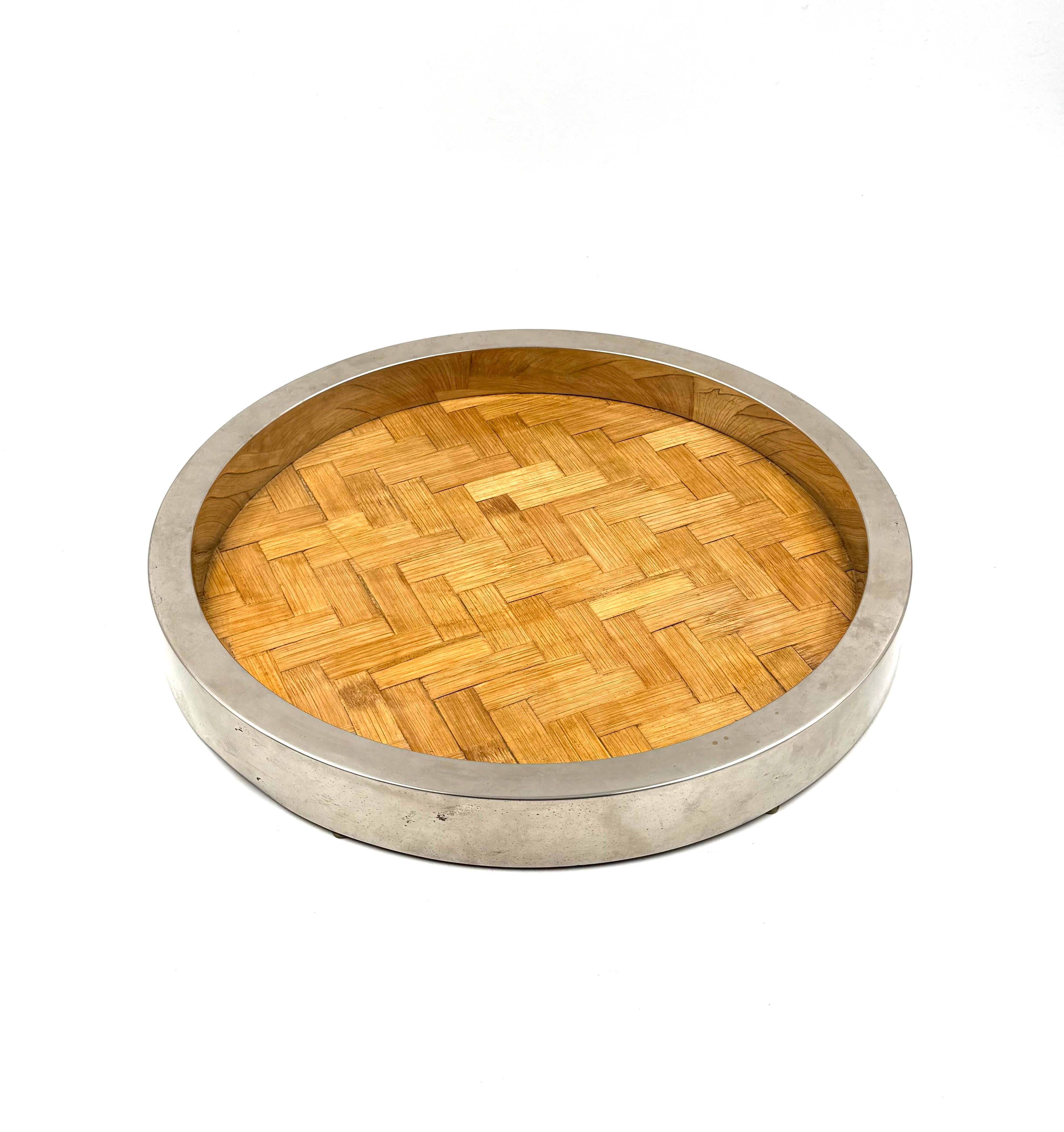 Hollywood regency bamboo and brass tray, Italy 1970s en vente 2