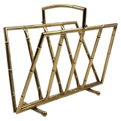 Hollywood regency bamboo-effect brass magazine rack, Montagnani, Italy 1970s