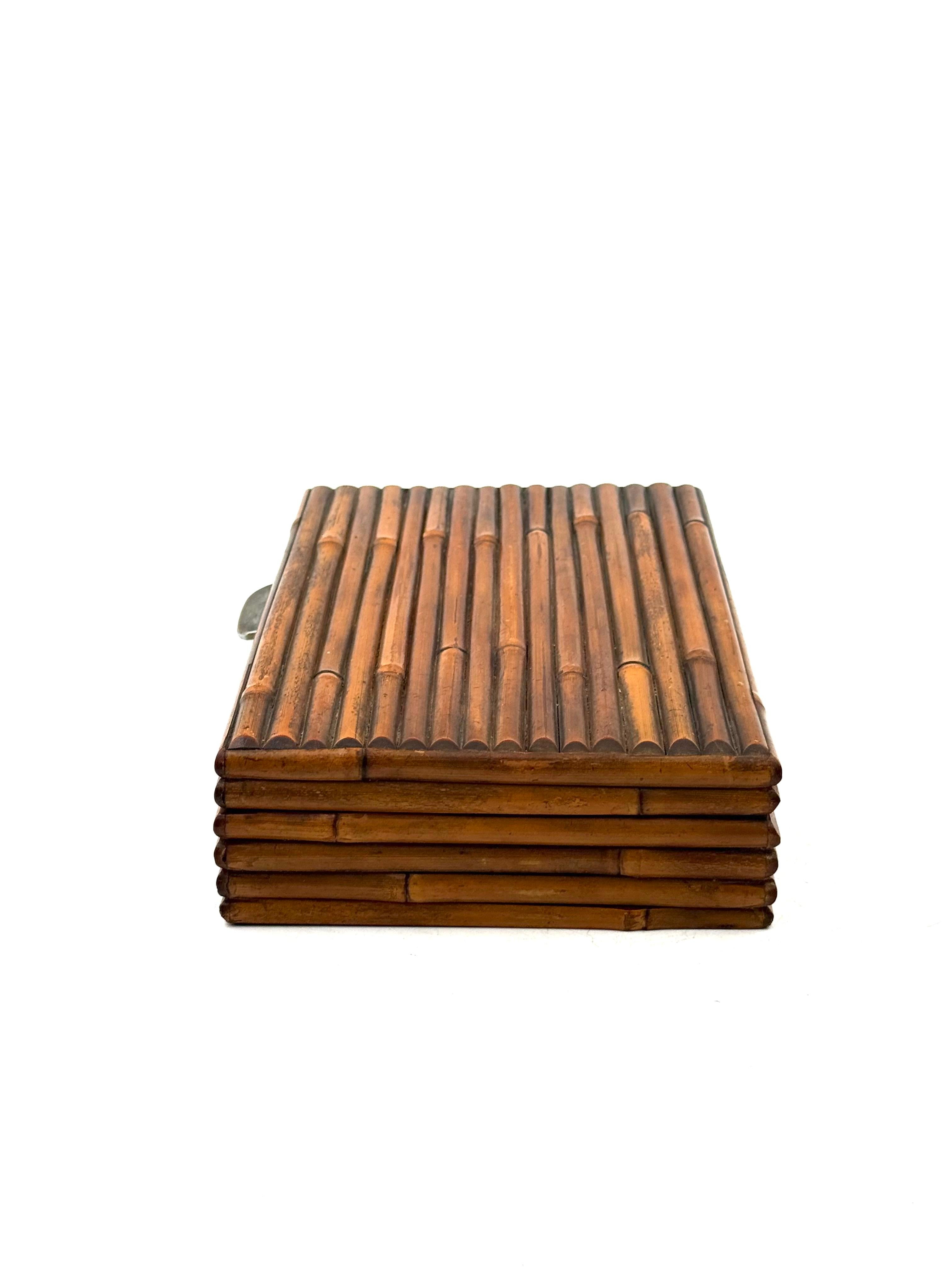 Hollywood regency bamboo jewelry box Gabriella Crespi style, RCM Italy 1970s For Sale 6