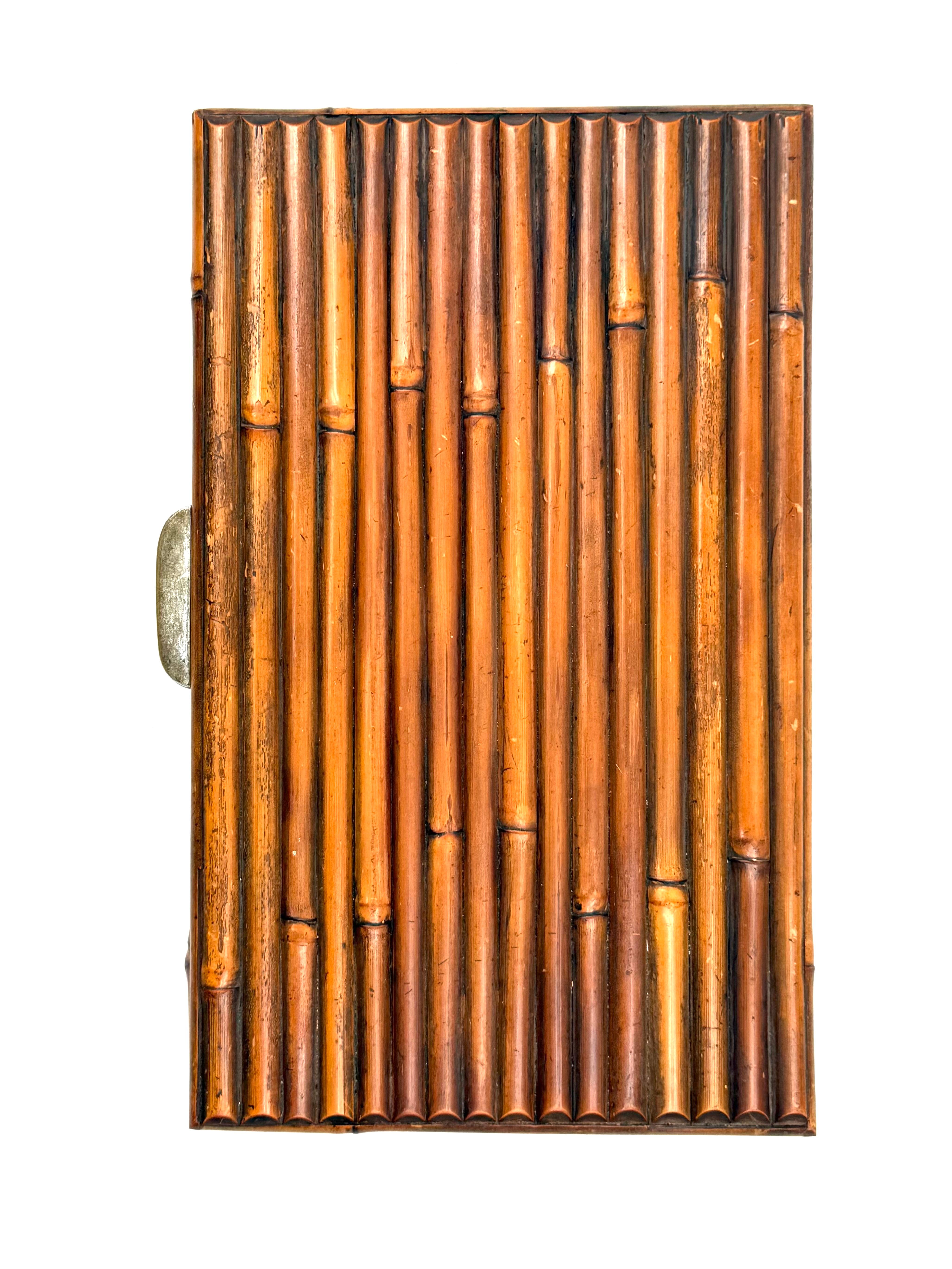 Hollywood regency bamboo jewelry box Gabriella Crespi style, RCM Italy 1970s For Sale 2